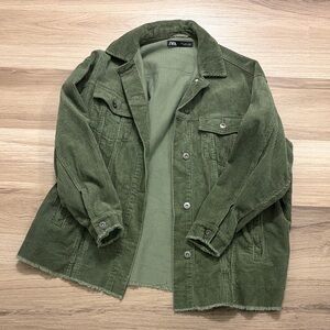 Zara Olive Corduroy Shirt Jacket